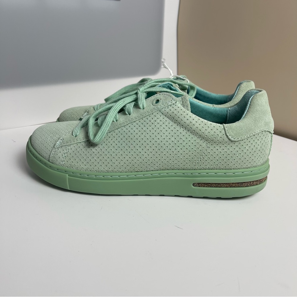 Birkenstocks Bend Low Suede Embossed Sneakers in Green Matcha Sz 38 - Picture 9 of 15